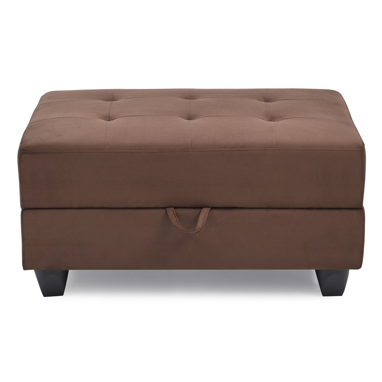Contemporary Home Living Tufted Upholstered Storage Ottoman - 37" - Dark Brown